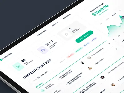 Property management software — Dashboard | Lazarev. apartment balance clean dashboard deposit design inspections interface landlord list make a management property real estate rent stats tenant ui ux web
