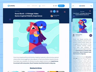 Blog UI Design - Linkkify Project! 3d blog dashboard design illustration logo media modern news page paralax ui uiux ux web website