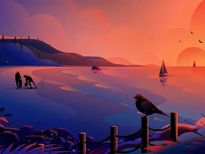 Asset management asset management bird cost evening illustration illustrations landscape nature sun sunset tree