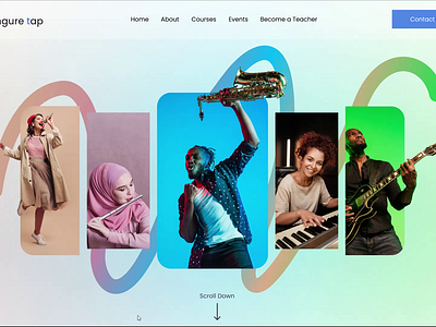 Music Academy Website Design application concept design fingure tap music academy music website ui uidesign uikit uiux webdesign website