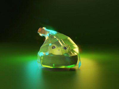 Potion of jump 3d forest frog game asset green illustration low poly lowpoly model potion props toad witch
