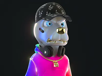 NFT DJ Dog raindow hoodie 3d art crypto art nft nft art nft character nft token p2e p2e game
