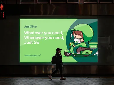 Just Go - Branding billboard design brand brand application brand designer brand identity branding delivery delivery brand delivery service design graphic design illustration just go mockups patterns shapes visual identity