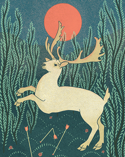 The White Stag digital illustration editorial editorial illustration fantasy floral illustration magic nature witchcraft