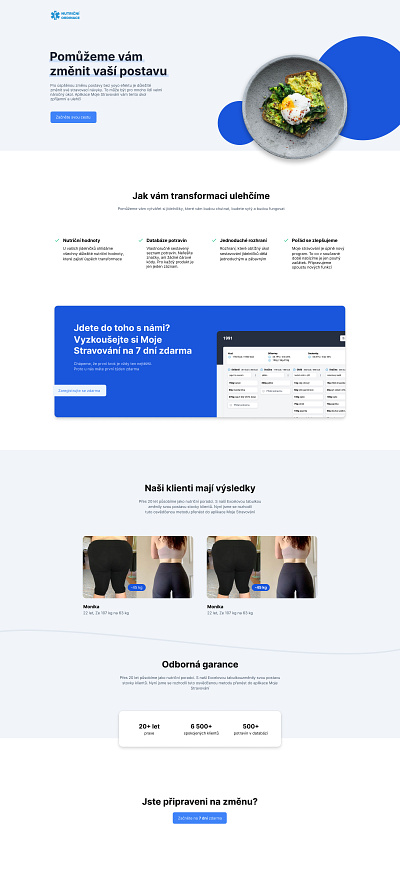 Diet Builder App blue clean design diet food landing page modern simple tailwind ui ux web website