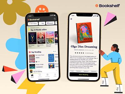 Bookshelf - Reading App app book design graphic illustration ios konturpasha reading typography
