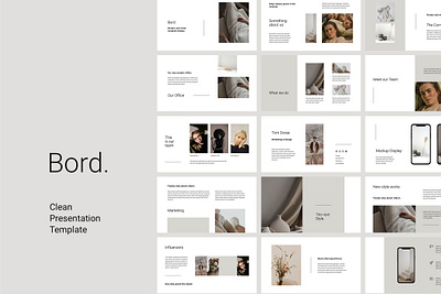 BORD - Neutral Clean Template Design branding brochure catalog design fashion feminine google slides icons inspiration keynote magazine mark minimal mockups neutral portfolio powerpoint presentation template ui