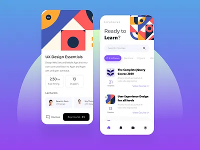 Tech Tricks Mobile E-Learning Application Design e learning education app mobile app development mobile application design multiqos programming typography ui ux user experience