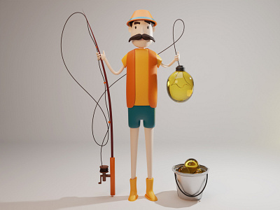 Fishing for ideas 3d b3d blender blender3d blendercommunity blendercycles c4d cinema4d creative dailyrender design designer fish fisherman fishing idea lowpoly man modelling render