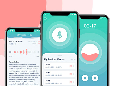 Audio Memo Making App app design mobile ui ux