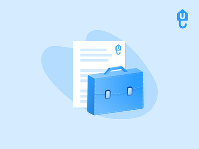 Briefcase with document icon briefcase document fintech guarantor housing icon icons illustration illustrator insurance insurtech landlord proptech renter tenant unkle vector