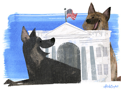 The first dogs to love the mailman 🗳 🐶🐕 📫 🇺🇸⁠ book illustration childrens book childrens book illustration dog dog illustration dogs election 2020 illustration illustrator kidlit picture book president textures