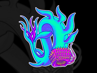 SEAMONS animation cartoon design fish graphic design illustration illustration design introvertikal logo monster monster sticker psychedelic sea seamonster sticker sticker design stiker illustration trippy vector