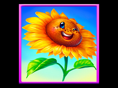 A Sunflower as a slot symbol casino slot digital art flower design flower slot flower slot machine flower themed flower themed slot game art game design graphic design slot design slot game slot game art slot game design slot game graphics sunflower sunflower art sunflowersymbol