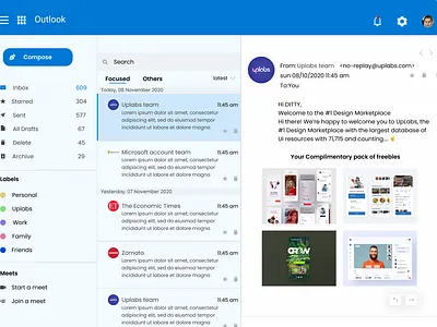 outlook e-mail redesign ui design