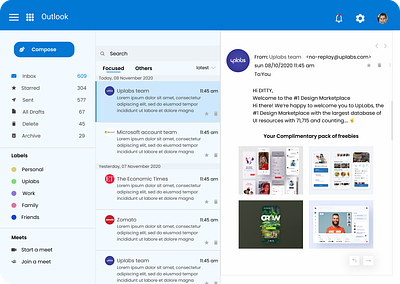 outlook e-mail redesign ui design