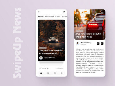 SwipeUp News App UI app automobile car cars design detail figma ios iphone mobile news swipe swipeup ui