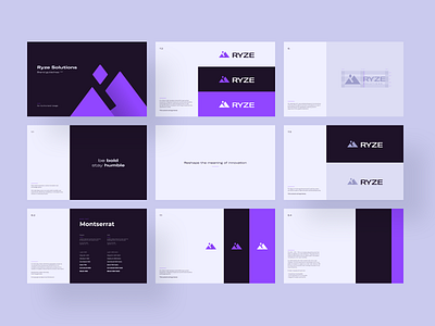 Ryze Solutions - Brand Guidelines brand guideline branding design development grid landing page logo mountain technology ui