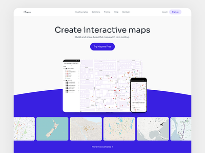 Map Creator - Homepage creator customize editor homepage interactive maps interface landing page map map creator maps minimal nocode product design purple slider
