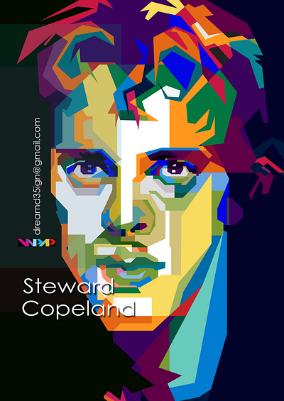 Steward Copeland Pop Art WPAP color copeland geometric illustration pop art popart portrait steward sting police the police wpap