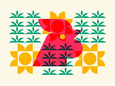 Rooster Pattern brand identity brand identity design branding bright flat illustration logo minimal multiply plant rooster sun vector