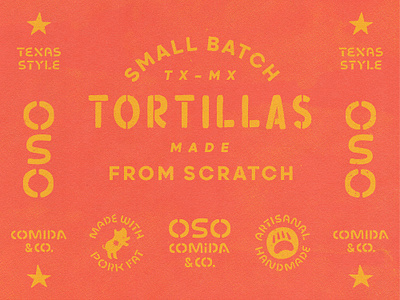 OSO Brand Elements : Uno bear custom lettering handwritten hog mexican mexican cuisine mexican restaurant mexico oso pig restaurant scratch star stencil tacos tex mex texas texmex tortillas