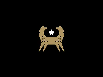 Two-headed Wolf animal branding coat of arms elegant geometry gold icon illustration logo mark minimal nature pattern star symmetry texture ui wild woods