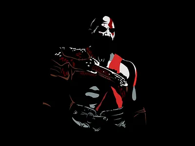 God of War 2d 2d character character fan art flat flat design god of war gods illustrations kratos poster poster design samurai sony sony playstation texture vector videogame wall art warrior