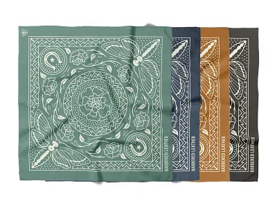 Barbered Leather - Bandana bandana floral flower illustration leather moth pattern rose star
