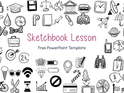 Sketchbook Lesson Presentation Download for Free black and white design business clean design creative doodle illustration minimal powerpoint presentation presentation template whiteboard