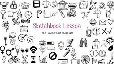 Sketchbook Lesson Presentation Download for Free black and white design business clean design creative doodle illustration minimal powerpoint presentation presentation template whiteboard