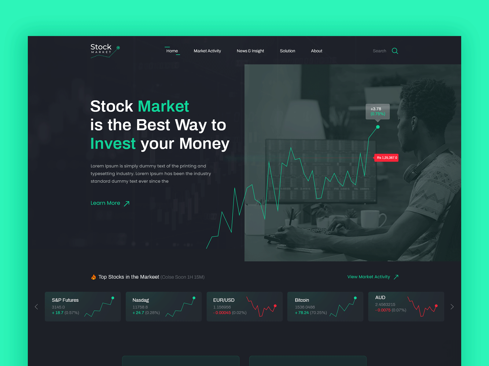 Stock Market ( Trading ) Website Design banner design branding creative design crypto design home page design landing page logo minimal design share bazar share market stock market stock market banner stock market website trade market trading trading website ui ux website