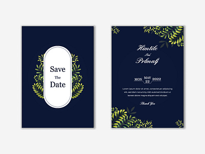 Wedding invitation template design with leaves beautiful creative graphic invite leaf luxurious paper template vector watercolor