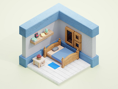 Simple Isometric Bedroom 3d 3d isometric blender isometric bedroom isometric room