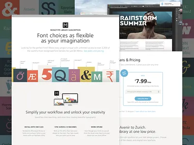 Product marketing page (Monotype Library Subscription)