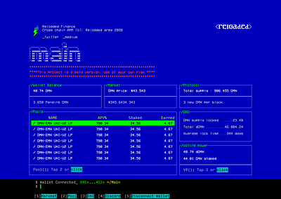 DeFi Dashboard ascii bitcoin blockchain cli code crypto crypto exchange dashboad defi ethereum finance fintech pixel retro terminal