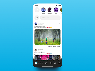 iOS application design concept of social network feeds android app application concept design feed interaction interface ios light mobile simple social media social network ui user experience user interface design ux