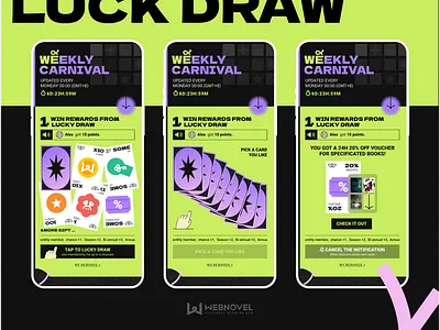 Weekly Carnival on Webnovel acid branding card eventl green illustration promotion