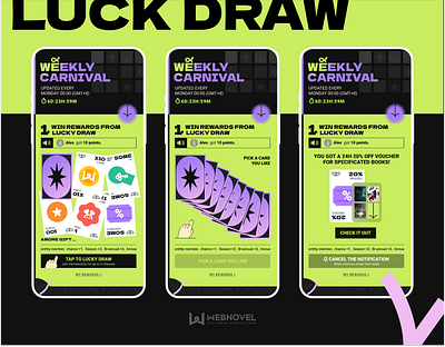 Weekly Carnival on Webnovel acid branding card eventl green illustration promotion