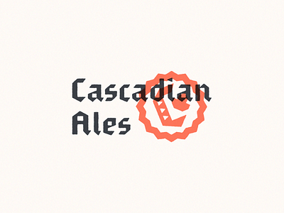 Cascadian Ales - Logo ale badge beer beer badge beer branding beer logo blackletter blackletter logo brand identity brewery british columbia c canada cascadia craft beer craft beer logo craft brewery emblem maple leaf