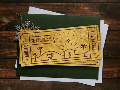Christmas Experience Ticket advent christian christmas church church branding goldleaf holiday jesus king religion savior ticket
