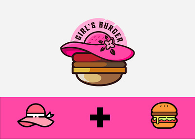 Girl's Burger Logo Design branding burger burger logo design female graphic design grils hat identity logo logo design minimal simple unique