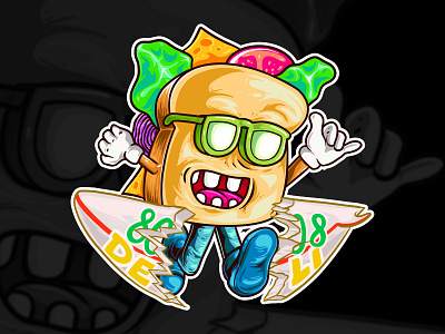 SURFER! beach cartoon design illustration introvertikal logo logo illustration mascot logo psychedelic sticker sticker design sticker illustration summer surfer surfing