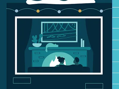 Zoom in on a holiday 2020 greeting couple cozy fire fireplace holiday illustration warm workinprogress