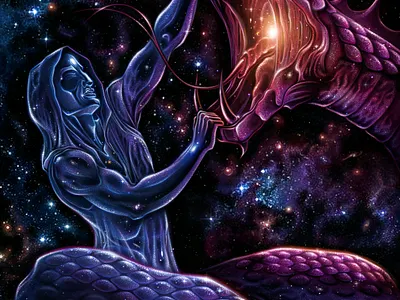 Invictus concept art cosmic fantasyart illustration serpent soul space art spiritual surrealism universe visual development