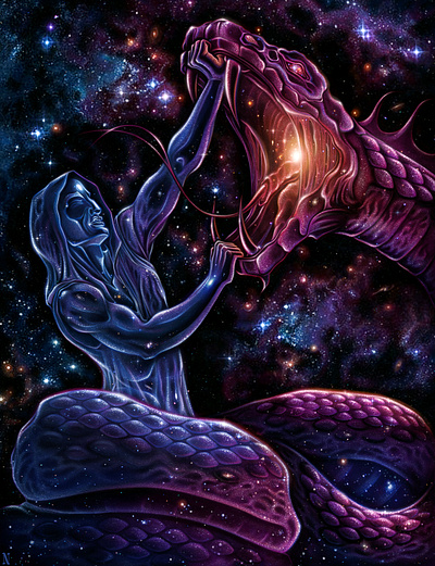 Invictus concept art cosmic fantasyart illustration serpent soul space art spiritual surrealism universe visual development