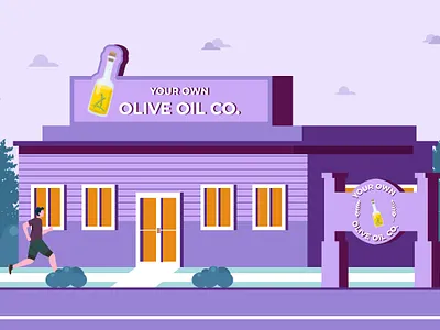 Man running into Olive oil store character dribbble flat design illustration inspirations man minimal olive shot store ui vector