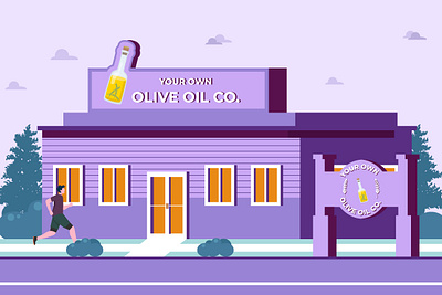 Man running into Olive oil store character dribbble flat design illustration inspirations man minimal olive shot store ui vector