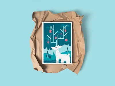 Ornamental Antlers Holiday Poster graphic design holidays illustration minnesota posters winter