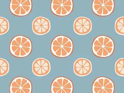 Orange Slices Seamless Pattern Design bold bold color bright citrus colour cute design design by cheyney flat illustration illustrator lemons orange oranges pattern seamless sliced slices textile vector